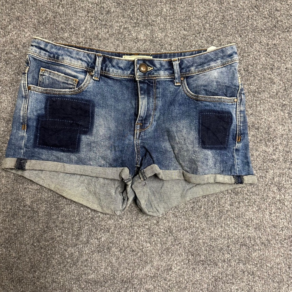 Denim Pimkie Shorts Womens Size 36 Blue Acid Wash Cuffed Hem Stretch Denim